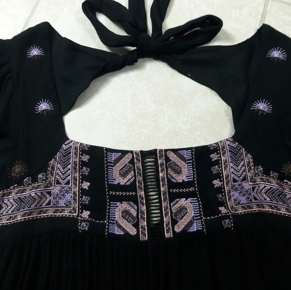 Free People Embroidered Long Sleeve Flowy Babydoll Mini Dress - Picture 4 of 8